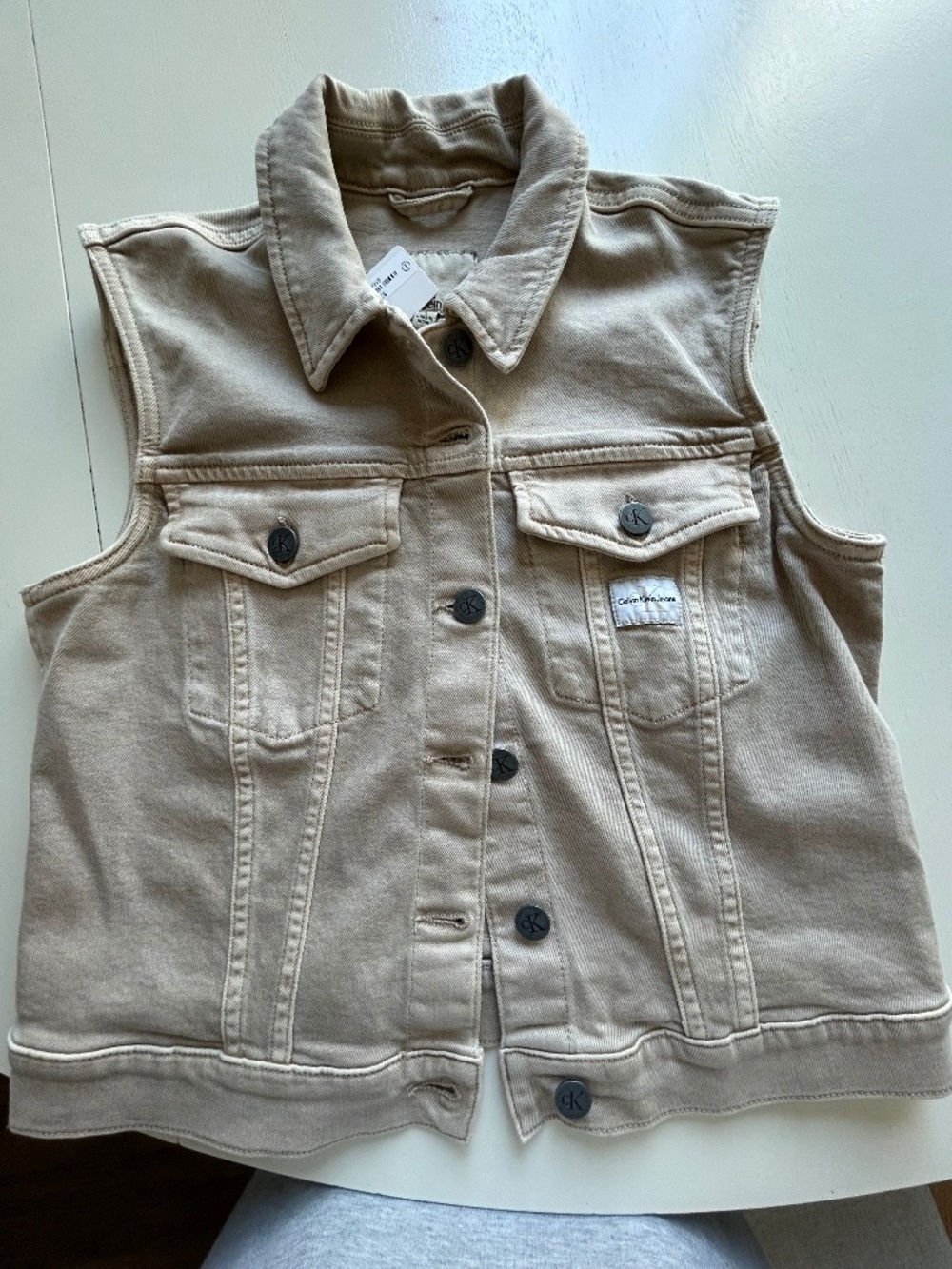 Calvin Klein Jeans denim vest- tan size Small